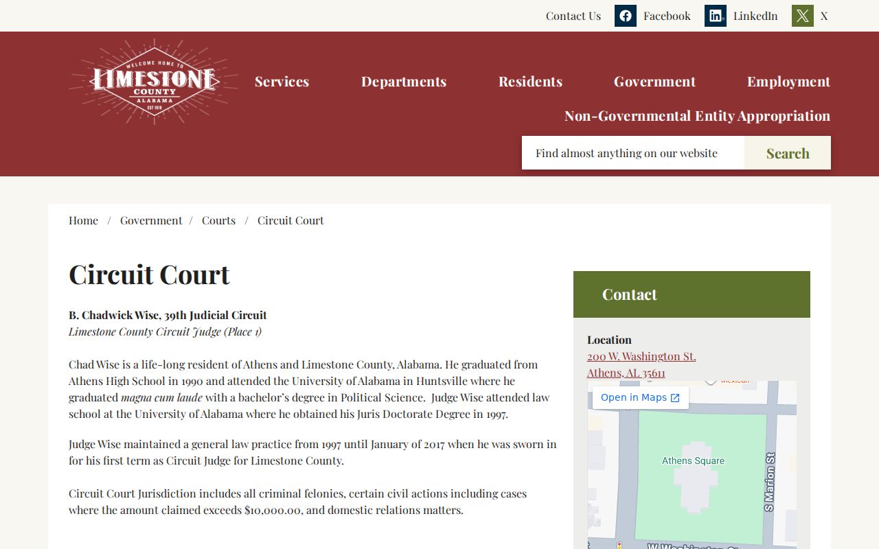 Limestone County Circuit Court docket jurisdiction