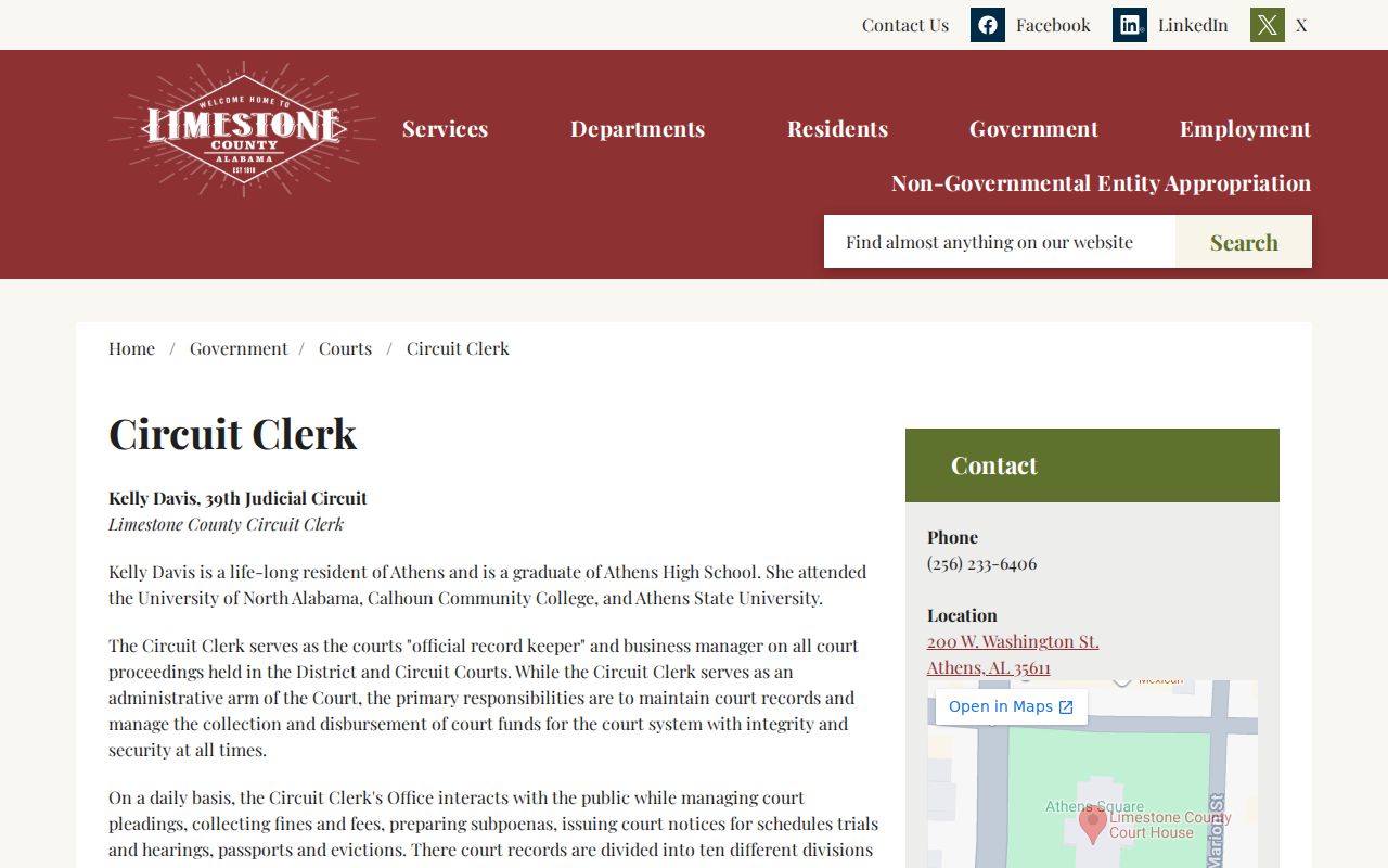 Limestone County Circuit Clerk court docket office