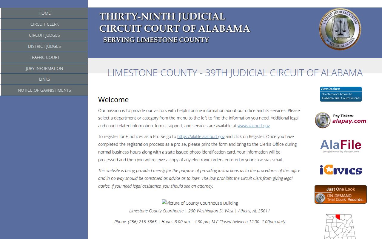 Limestone County court docket clerk website