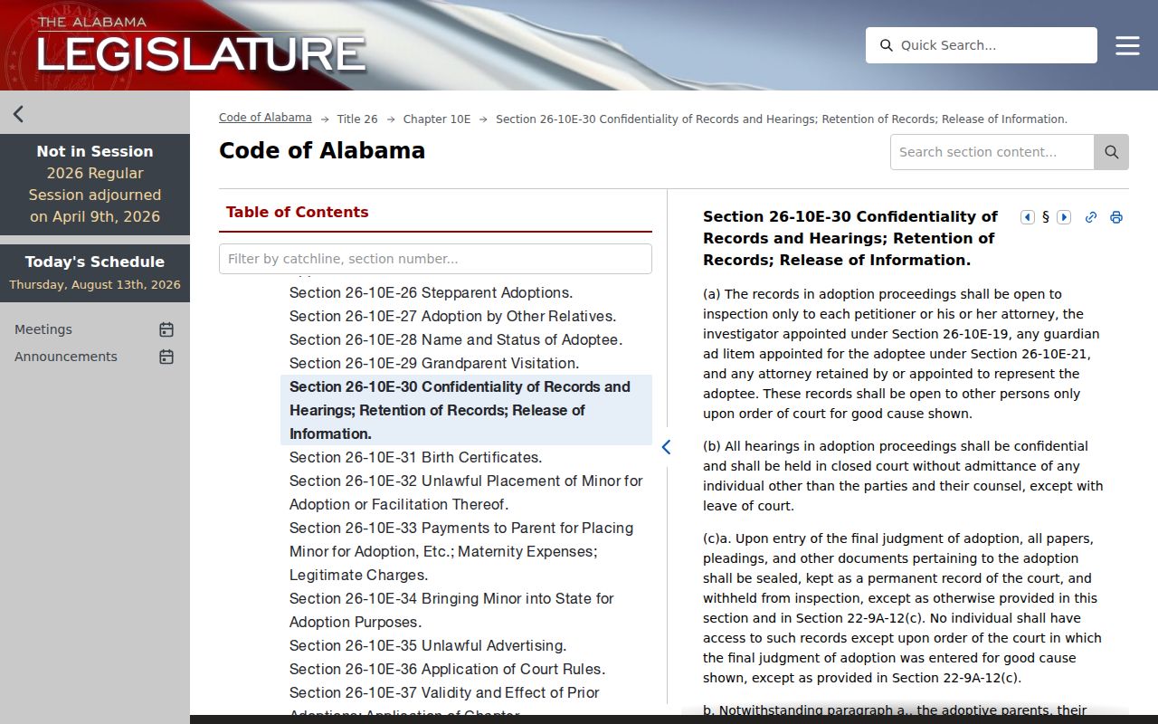 Limestone County criminal court dockets related adoption confidentiality boundary
