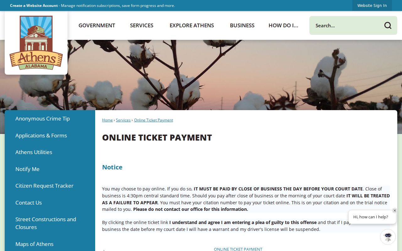 Limestone County traffic court records through Athens online ticket payment