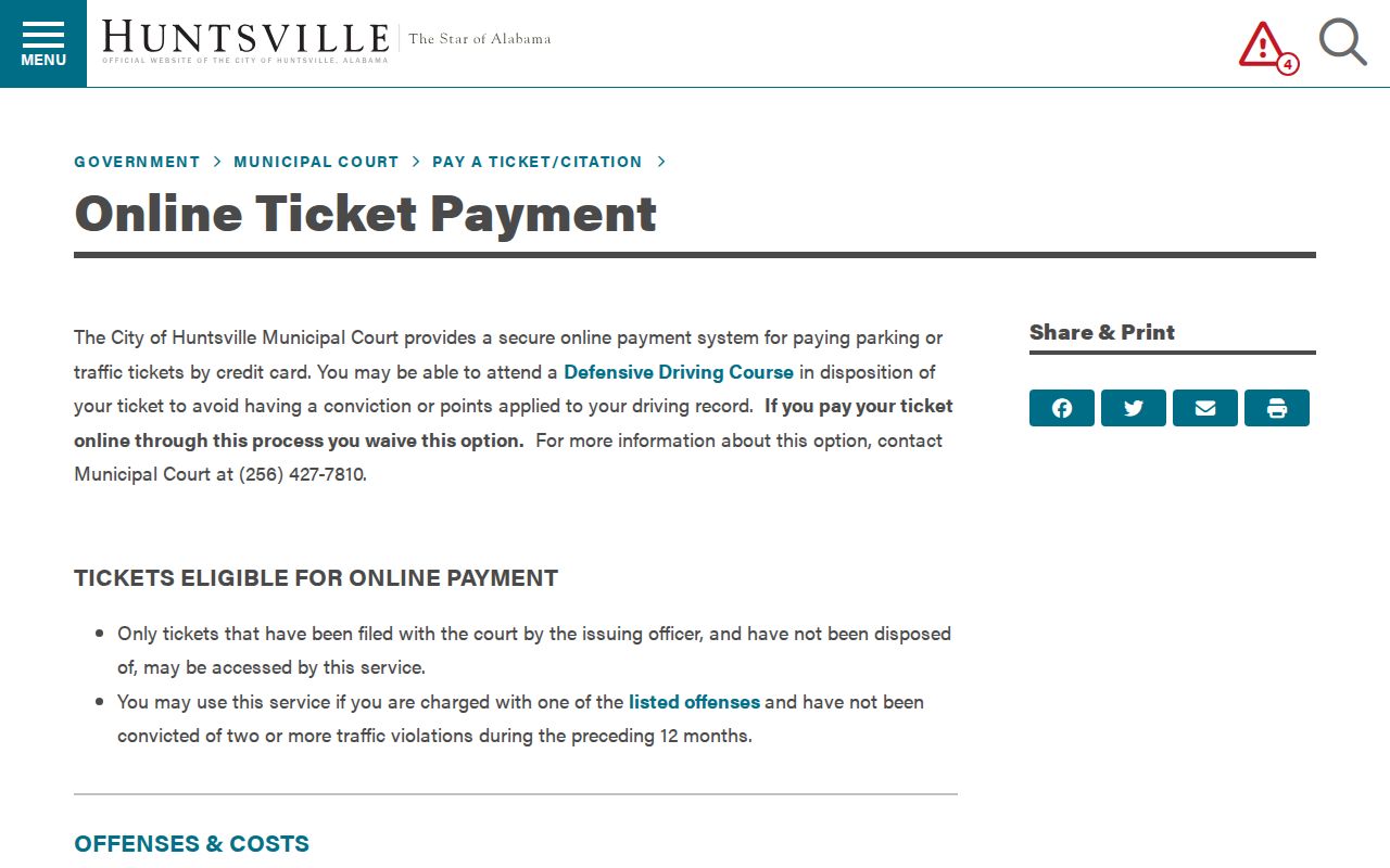 Limestone County traffic court records and Huntsville ticket payment